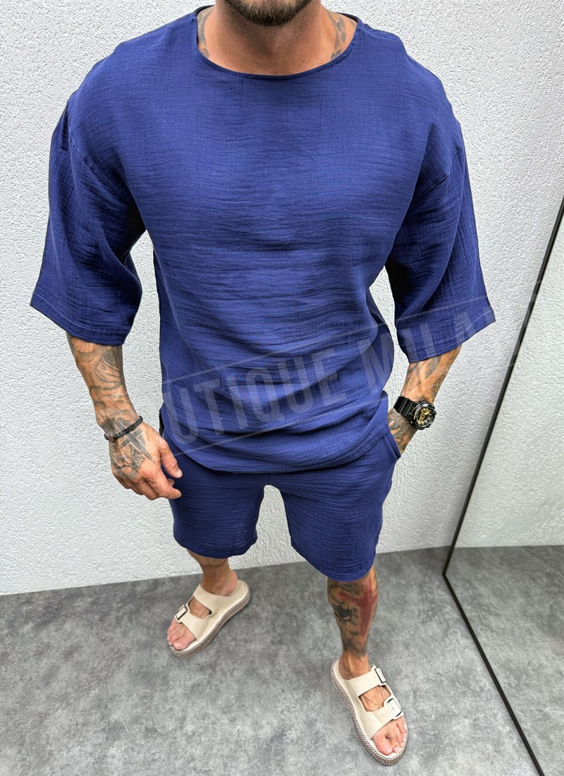 Compleu barbatesc albastru inchis oversized L36107-6