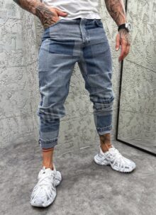 Blugi barbatesti albastru denim colorat model A5022-4