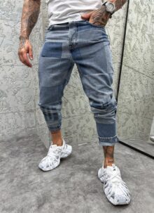 Blugi barbatesti albastru denim colorat model A5022-4