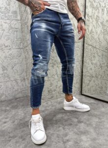 Blugi barbatesti slim fit albastri A4868-2