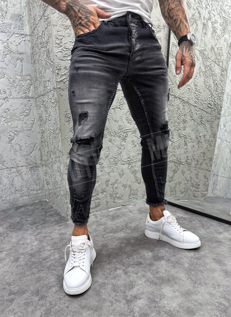 Blugi barbatesti slim fit gri inchis A4868-1