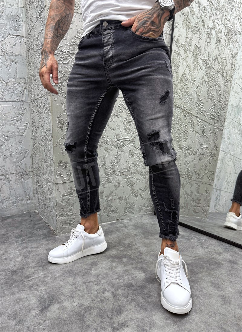 Blugi barbatesti slim fit gri inchis A4868-1