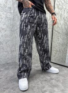 Blugi barbatesti moderni negri cu efect distressed A17033