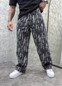 Blugi barbatesti moderni negri cu efect distressed A17033