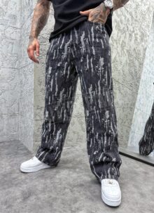 Blugi barbatesti moderni negri cu efect distressed A17033