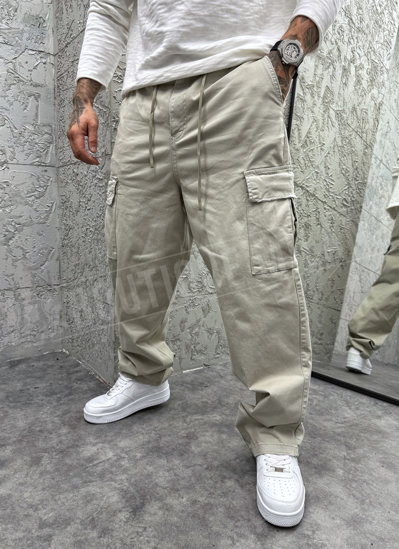 myjki-sporten-pantalon-v-zelen-cvqt-p253095-3 Pantaloni sport largi pentru barbati verde deschis cu buzunare cargo P253095-3