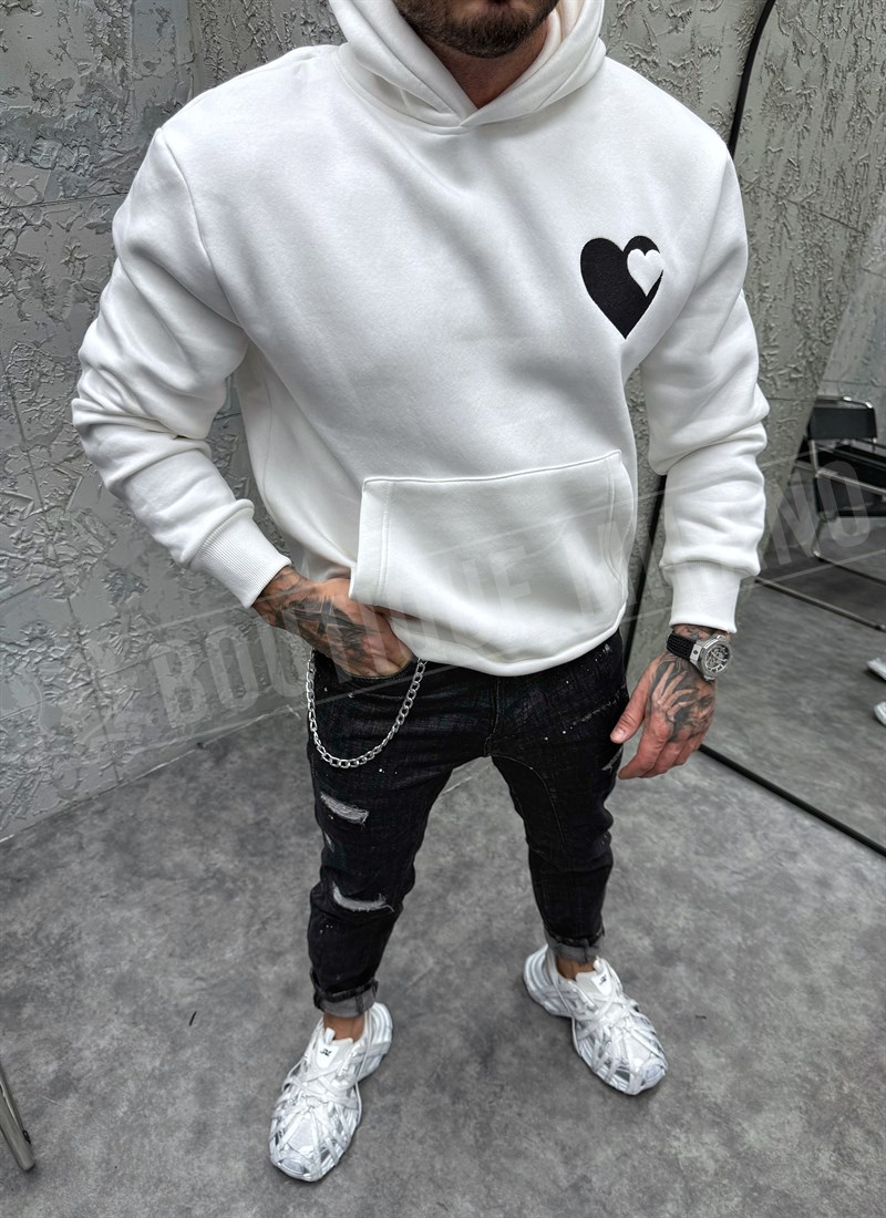 Bluza matlasata barbateasca alba cu broderie B49-15