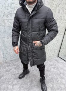 Geaca barbateasca lunga neagra cu emblema K5259-1