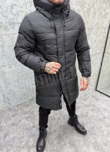 Geaca barbateasca lunga neagra cu emblema K5259-1