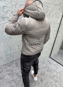 Geaca barbateasca gri de iarna cu inscriptie si emblema K1341-3