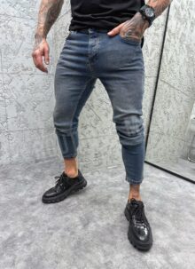 Blugi slim barbatesti albastri inchis A773-1