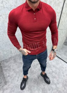 Bluza barbateasca visinie cu guler B881-5