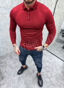 Bluza barbateasca visinie cu guler B881-5