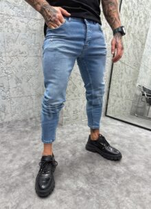 Blugi barbatesti albastri deschis slim A492-1