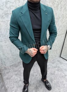Sacou barbatesc verde cu nasturi aurii M609-3