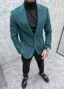 Sacou barbatesc verde cu nasturi aurii M609-3