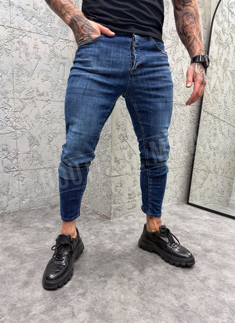 Blugi slim fit albastri pentru barbati A156-3