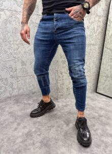 Blugi slim fit albastri pentru barbati A156-2