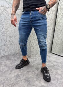 Blugi slim fit albastri pentru barbati A156-4