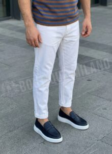 Mocasini barbati piele albastri O089-15