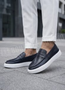Mocasini barbati piele albastri O089-15