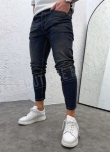 Blugi barbatesti slim fit albastru inchis A1509