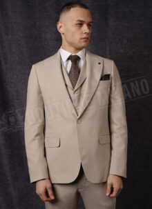 Costum barbatesc bej slim fit MD72-901