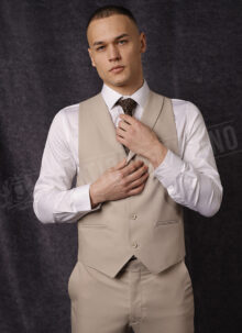 Costum barbatesc bej slim fit MD72-901