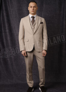 Costum barbatesc bej slim fit MD72-901