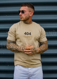 Tricou barbatesc bej cu inscriptia "404" T25178-3