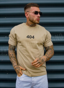 Tricou barbatesc bej cu inscriptia "404" T25178-3