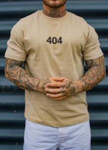 Tricou barbatesc bej cu inscriptia "404" T25178-3