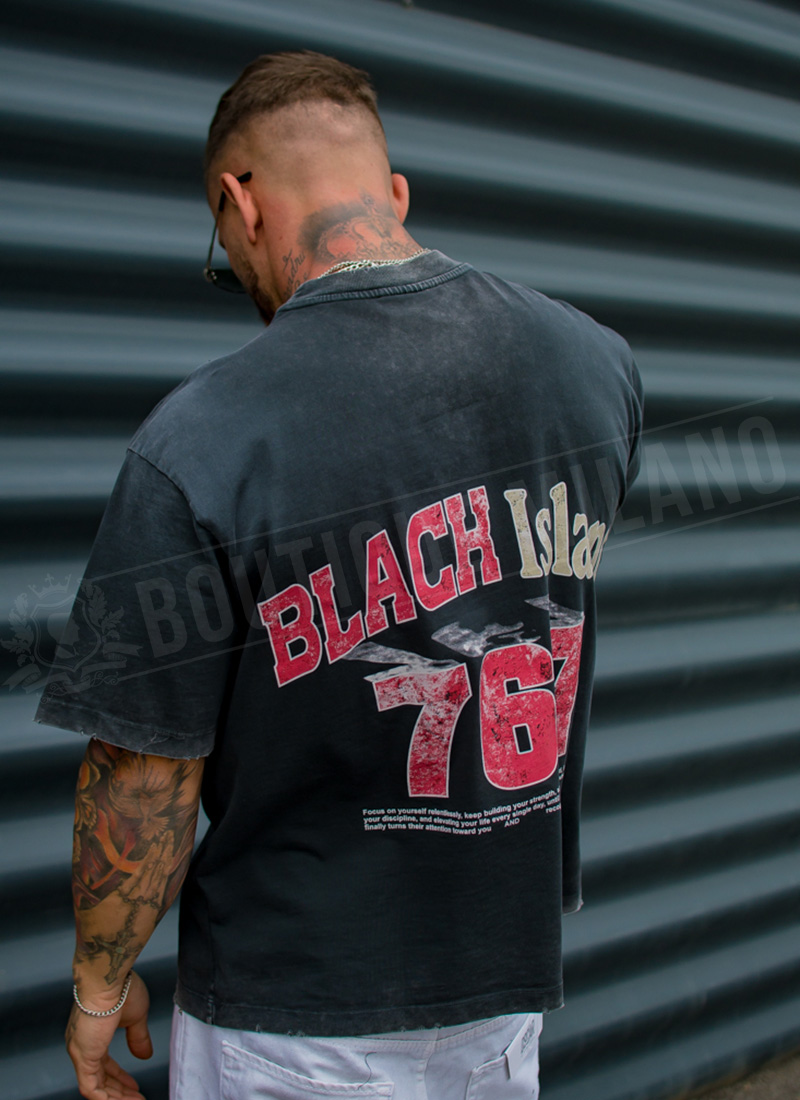 Tricou barbatesc antracit cu imprimeu sarpe T15191