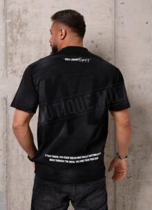 Tricou barbatesc negru cu inscriptie "CHAOS" T25127-1