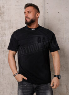 Tricou barbatesc negru cu inscriptie "CHAOS" T25127-1