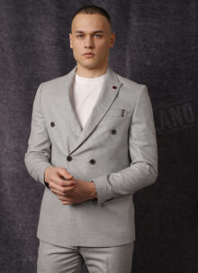 Costum barbatesc gri cu doua randuri de nasturi 482-2