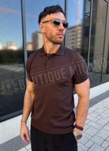 Tricou barbatesc polo maro Comfort Slim T3170-3