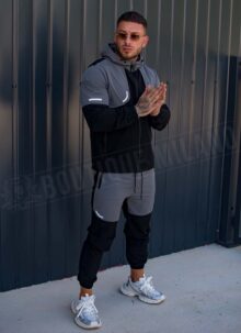 Trening barbatesc negru si gri cu banda reflectorizanta L06-1