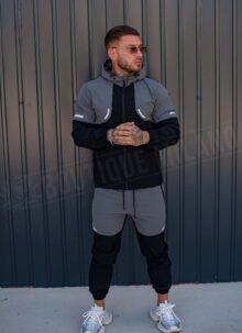 Trening barbatesc negru si gri cu banda reflectorizanta L06-1