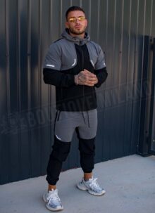Trening barbatesc negru si gri cu banda reflectorizanta L06-1