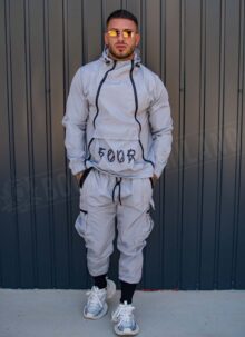 Trening barbatesc gri cu doua fermoare laterale L081-4