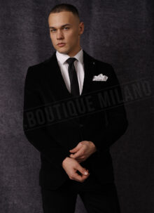 Costum barbatesc din plus negru 2541-3
