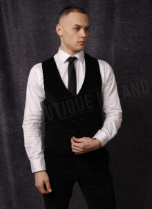 Costum barbatesc din plus negru 2541-3