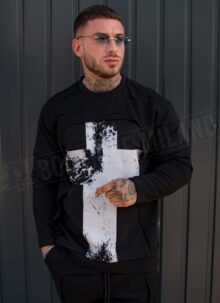 Compleu barbatesc negru cu imprimeu L076-1