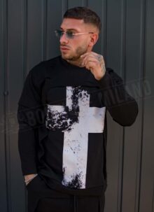 Compleu barbatesc negru cu imprimeu L076-1