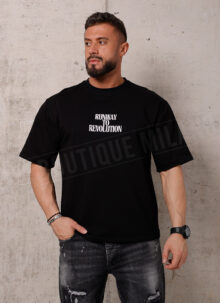 Tricou barbatesc negru cu imprimeu tigru T262-1