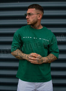Tricou barbatesc verde cu imprimeu (oversize) T26108-4