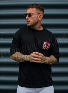 Tricou barbatesc negru cu design artistic T117-1