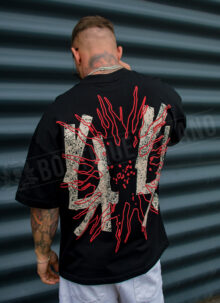 Tricou barbatesc negru cu design artistic T117-1