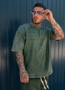 Set barbatesc verde - tricou si pantaloni cargo L26106-3